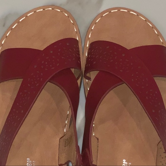 New Cherry Red Leather Sandals - Picture 3 of 4